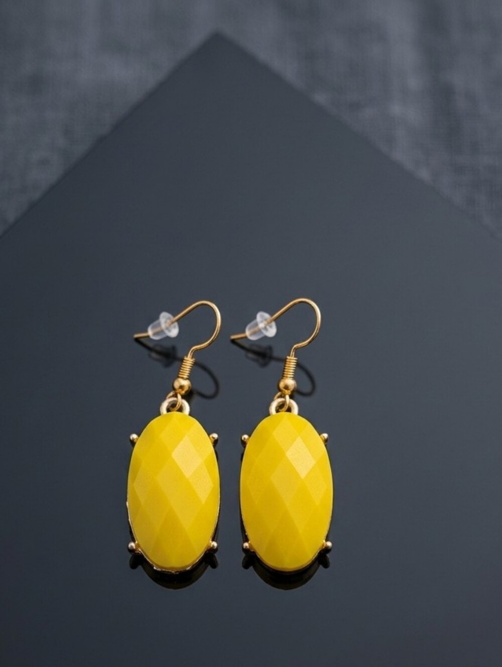 #73 Yellow Faceted Drop Earrings